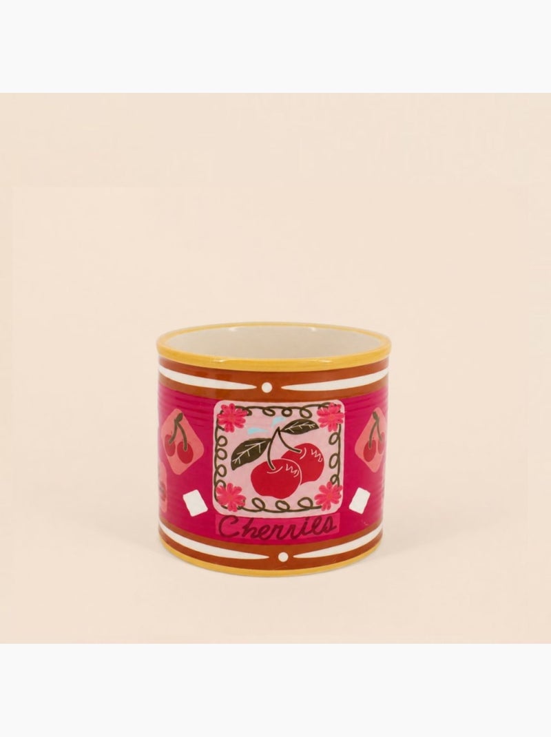Cache-pot fruits en céramique rose liseret jaune 11x13cm Rose - Kiabi