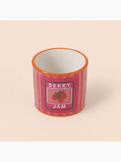 Cache-pot fruits en céramique rose liseret orange 11x13cm - Kiabi