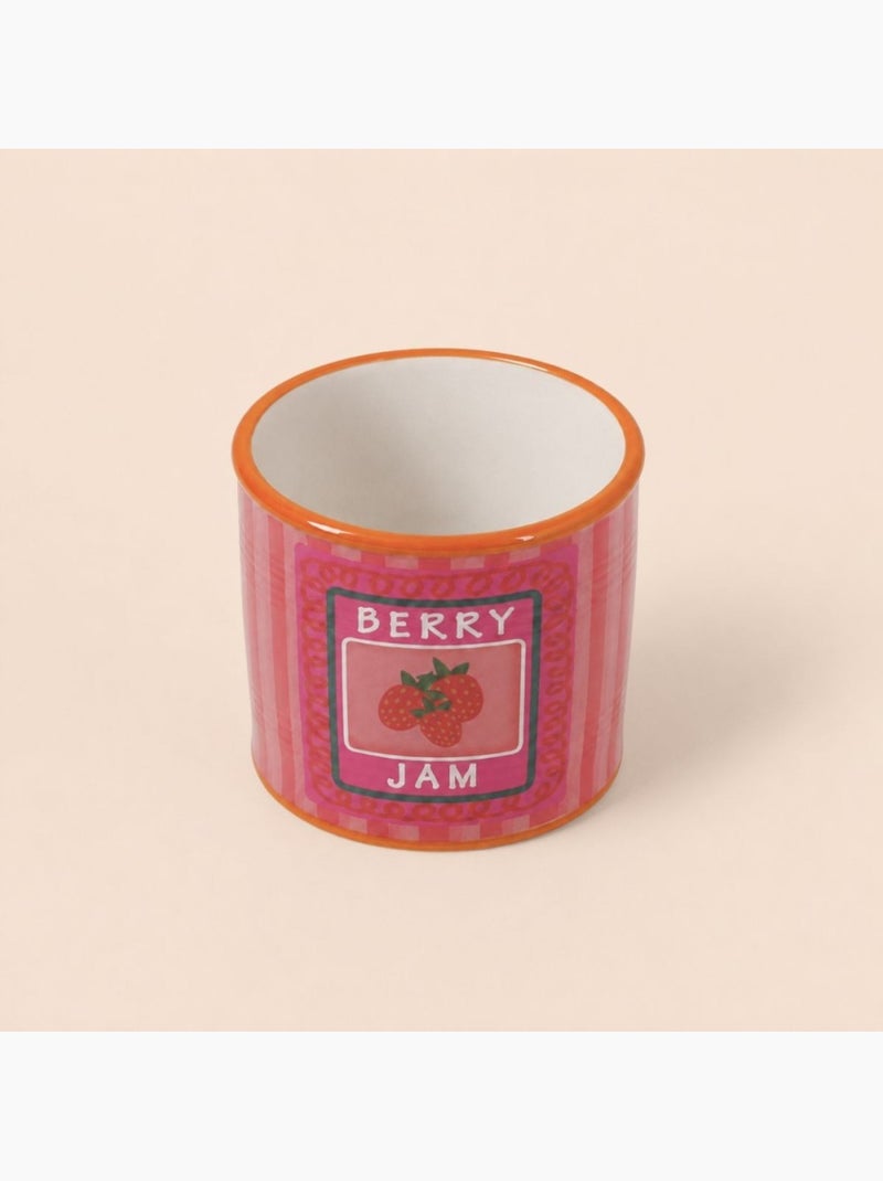 Cache-pot fruits en céramique rose liseret orange 11x13cm Rose - Kiabi