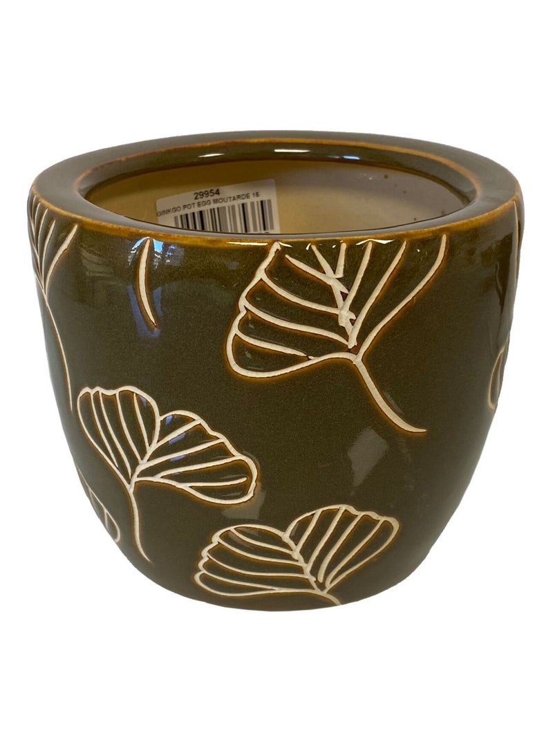 Cache pot ginkgo en Terre Cuite Moutarde - Kiabi