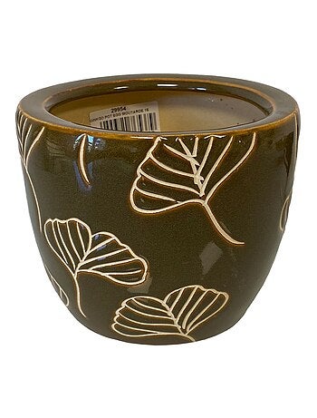 Cache pot ginkgo en Terre Cuite