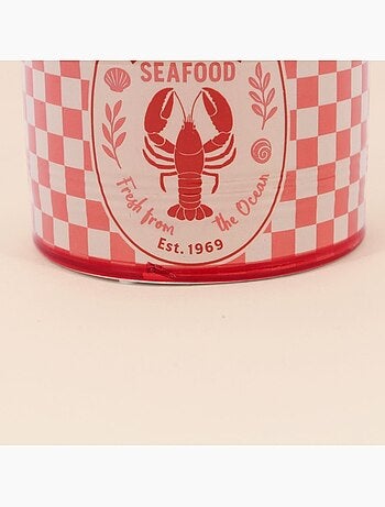 Cache pot homard en dolomite rouge, blanc 13cm