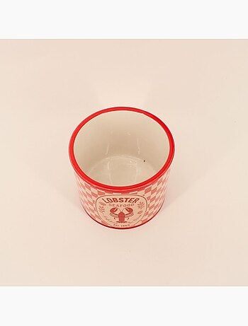 Cache pot homard en dolomite rouge, blanc 13cm