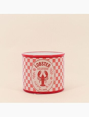 Cache pot homard en dolomite rouge, blanc 13cm
