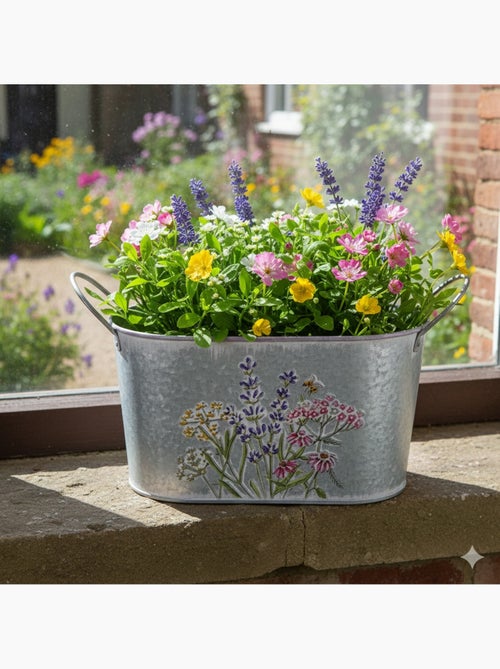 Cache pot ou bac a fleurs en zinc avec anse - Kiabi