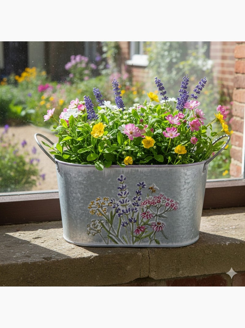 Cache pot ou bac a fleurs en zinc avec anse Violet - Kiabi