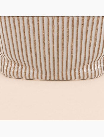 Cache-pot ovale en céramique striée marron 26x15cm