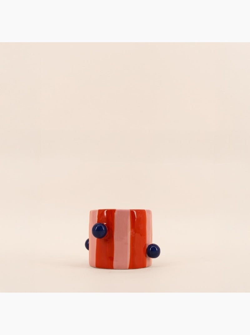 Cache pot rayé rose / orange avec perles 15cm Orange - Kiabi