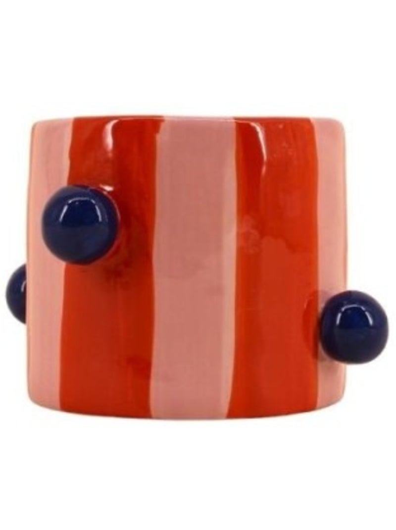Cache pot rayé rose / orange avec perles 15cm Orange - Kiabi