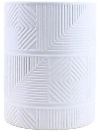 Cache-pot strié en dolomite blanc 12,5cm