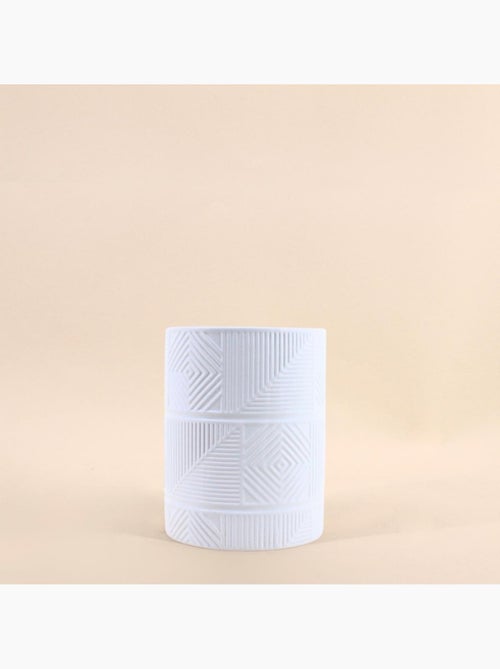 Cache-pot strié en dolomite blanc 12,5cm - Kiabi
