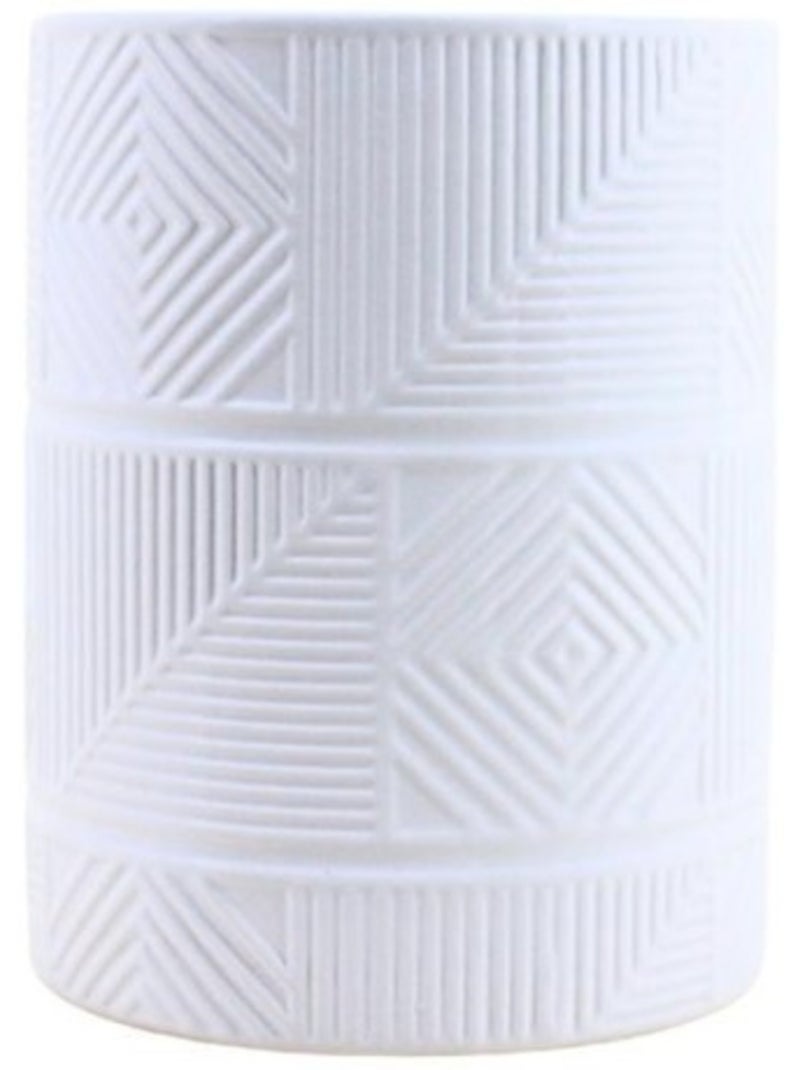 Cache-pot strié en dolomite blanc 12,5cm Blanc - Kiabi