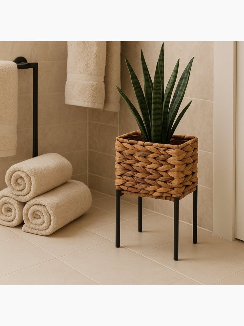 Cache-pot sur pieds jonc de mer 20x12cm Beige - Kiabi