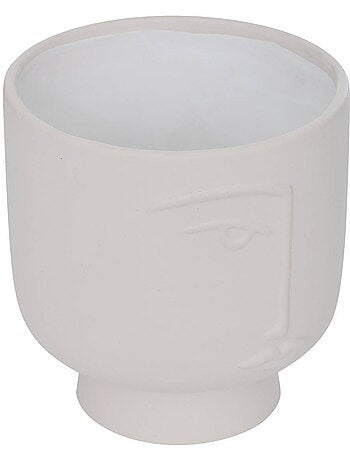 Cache-pot visage cylindrique en dolomite pam