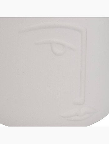 Cache-pot visage cylindrique en dolomite pam