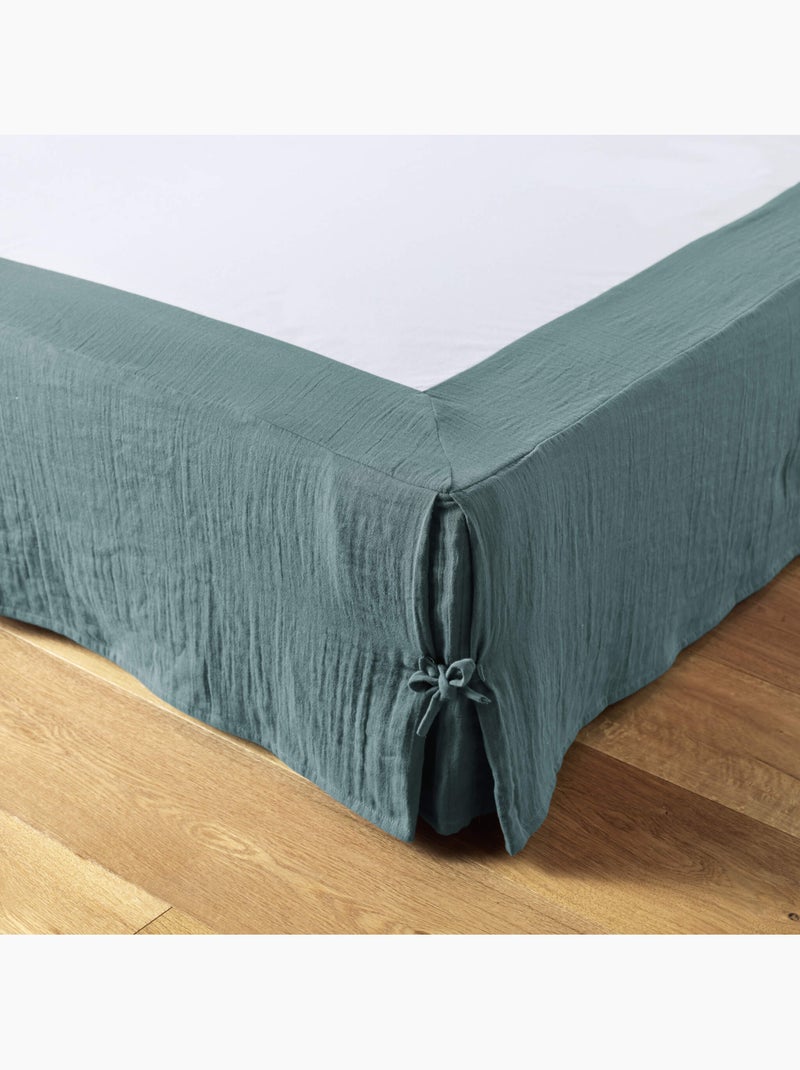 Cache sommier double gaze de coton Bleu canard - Kiabi