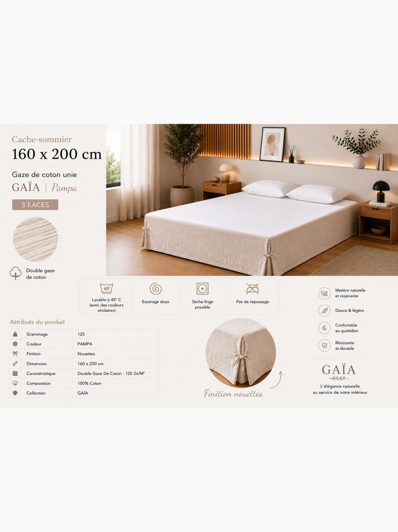 Cache-sommier Double Gaze de Coton GAÏA – Qualité Haut de Gamme Beige - Kiabi