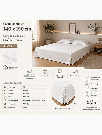 Cache-sommier Double Gaze de Coton GAÏA – Qualité Haut de Gamme