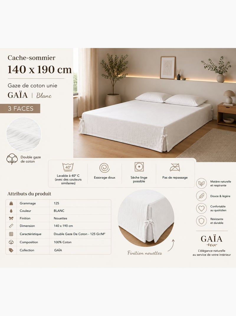Cache-sommier Double Gaze de Coton GAÏA – Qualité Haut de Gamme Blanc - Kiabi