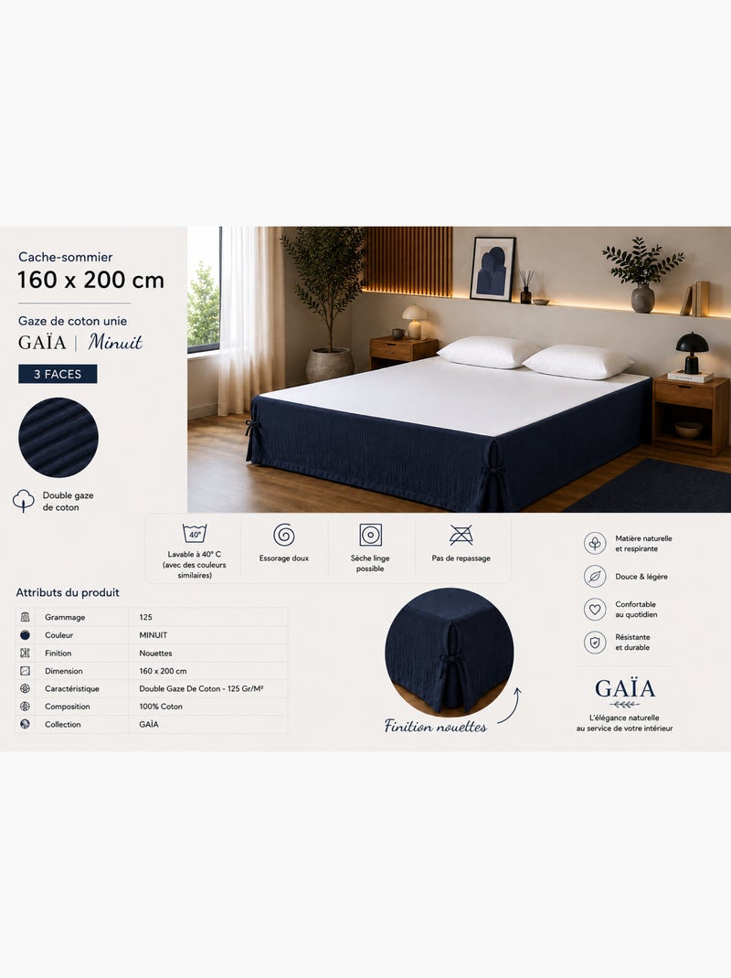 Cache-sommier Double Gaze de Coton GAÏA – Qualité Haut de Gamme Bleu - Kiabi
