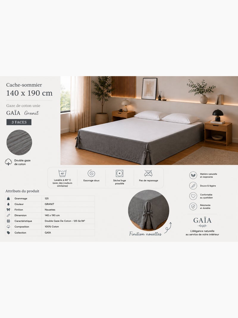 Cache-sommier Double Gaze de Coton GAÏA – Qualité Haut de Gamme gris anthracite - Kiabi