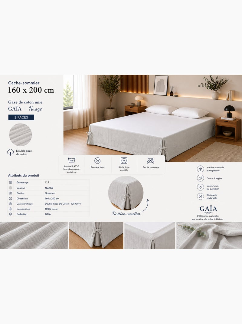 Cache-sommier double gaze de coton gaïa – qualité haut de gamme Gris clair - Kiabi