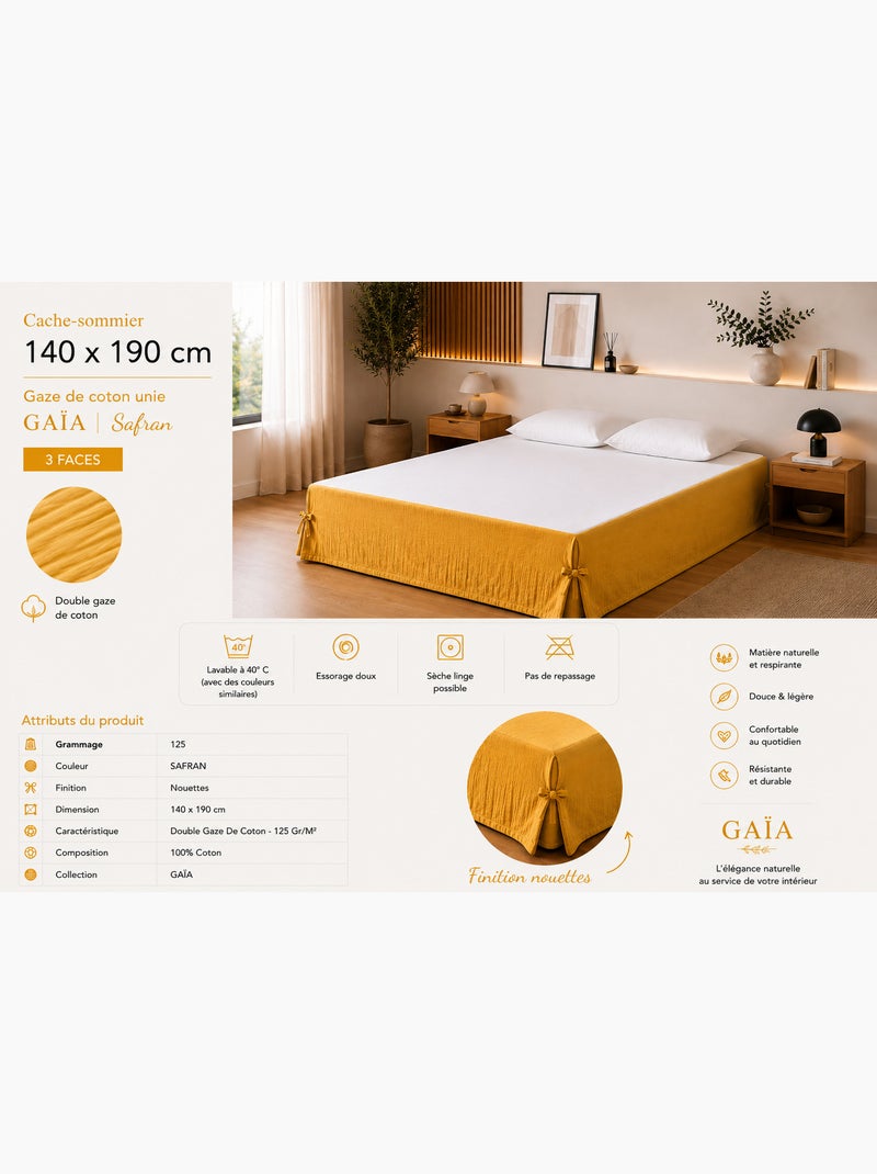 Cache-sommier Double Gaze de Coton GAÏA – Qualité Haut de Gamme Jaune - Kiabi