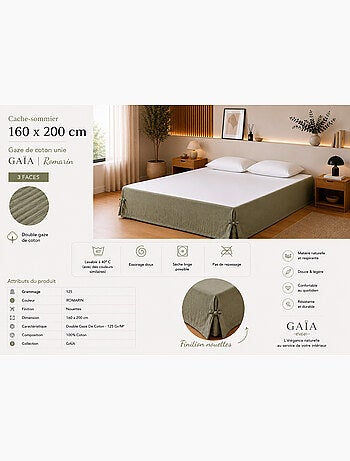 Cache-sommier Double Gaze de Coton GAÏA – Qualité Haut de Gamme