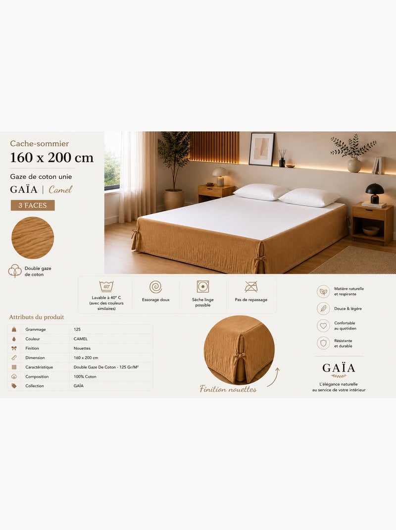 Cache-sommier Double Gaze de Coton GAÏA – Qualité Haut de Gamme Marron - Kiabi