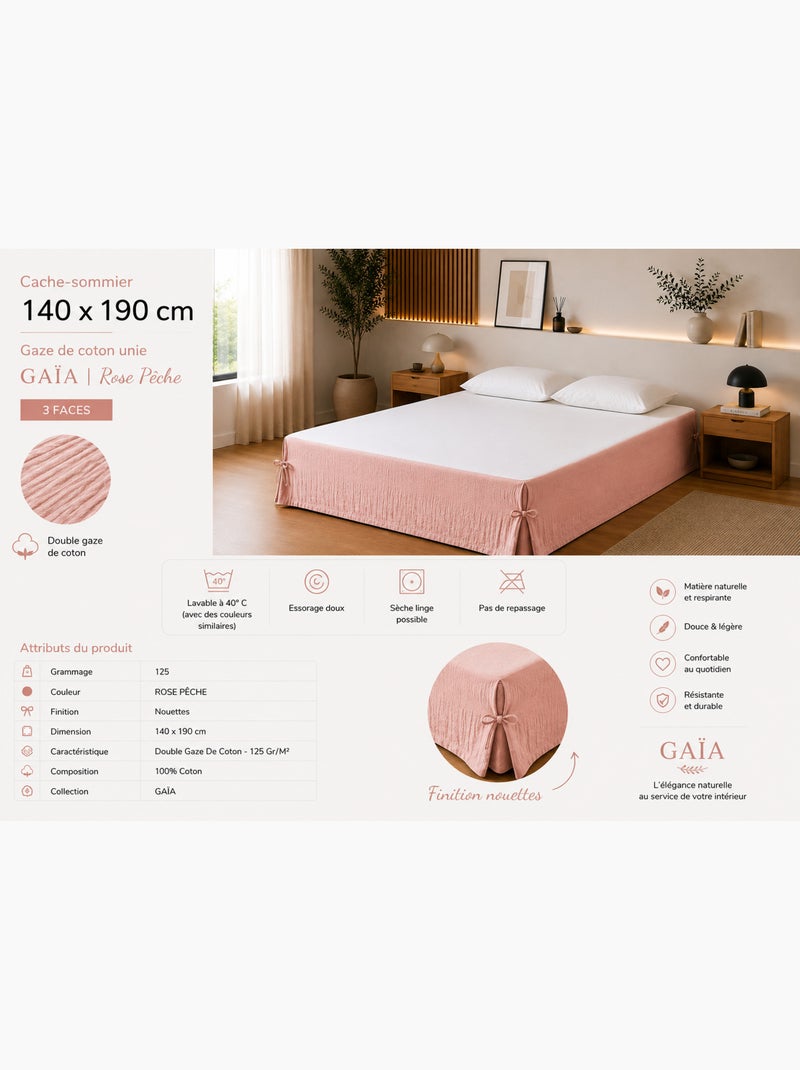 Cache-sommier double gaze de coton gaïa – qualité haut de gamme Peche - Kiabi