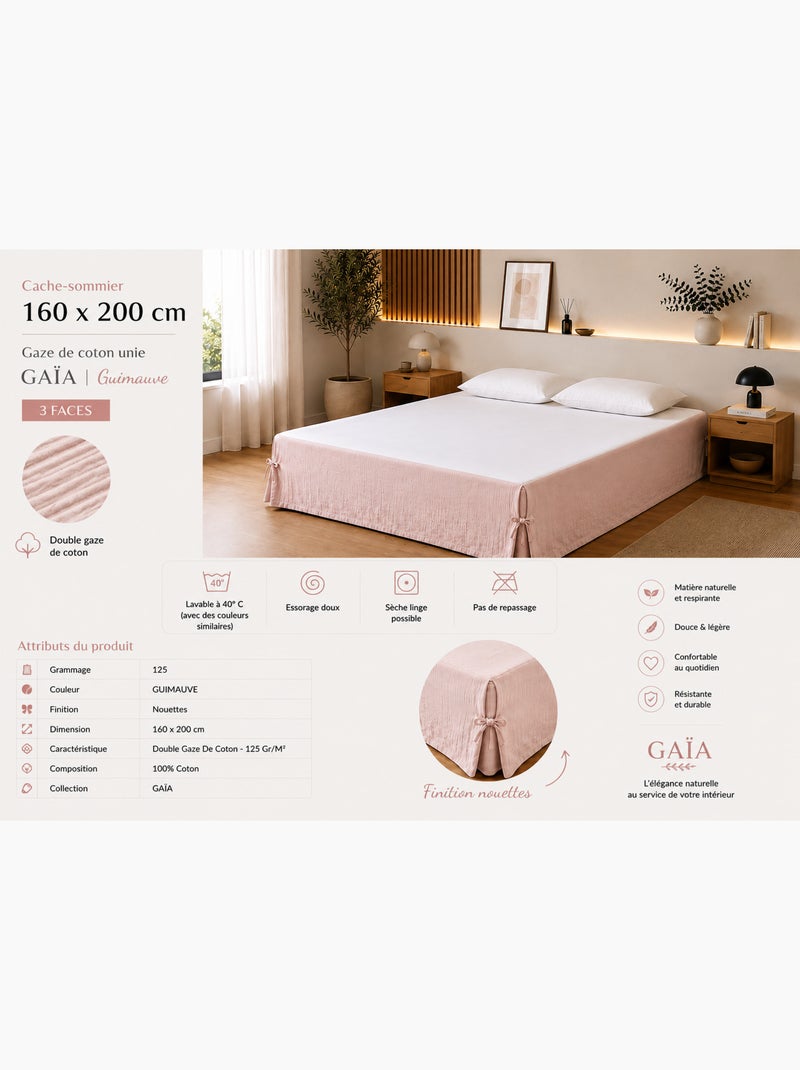 Cache-sommier Double Gaze de Coton GAÏA – Qualité Haut de Gamme Rose clair - Kiabi