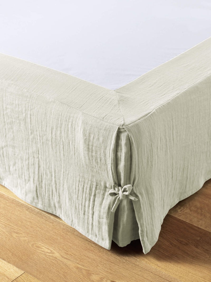 Cache sommier double gaze de coton Vert d'eau - Kiabi
