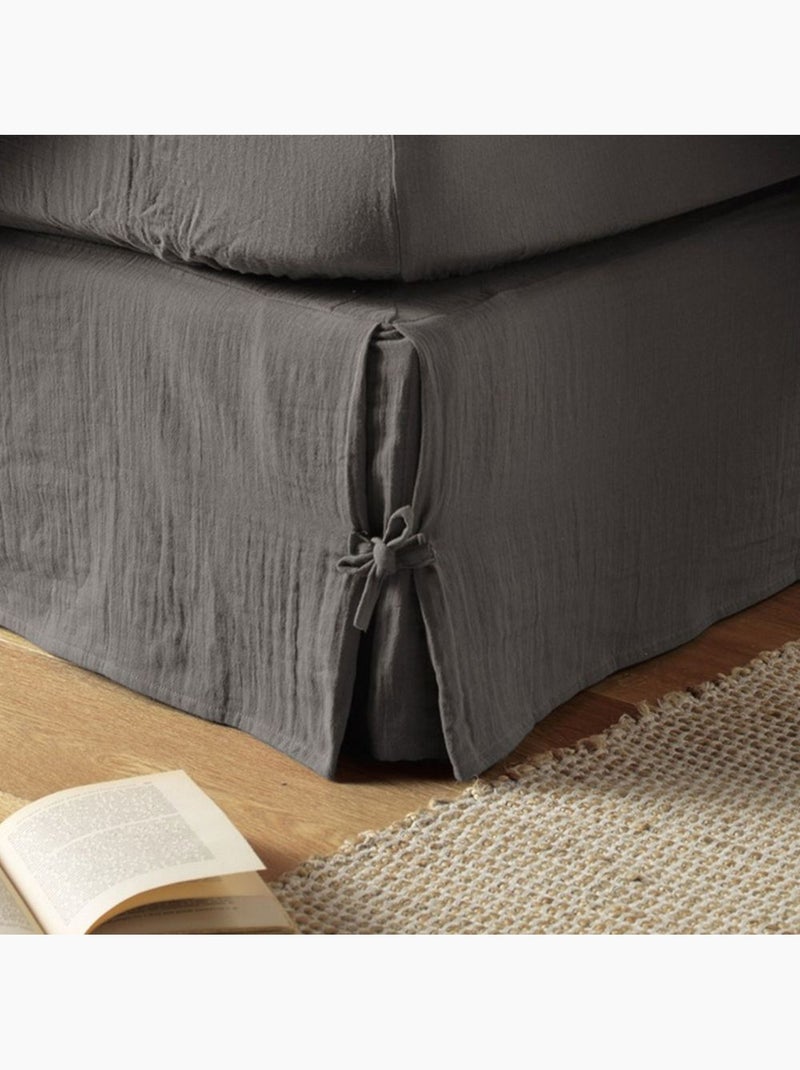 Cache sommier en double Gaze de coton gris anthracite - Kiabi