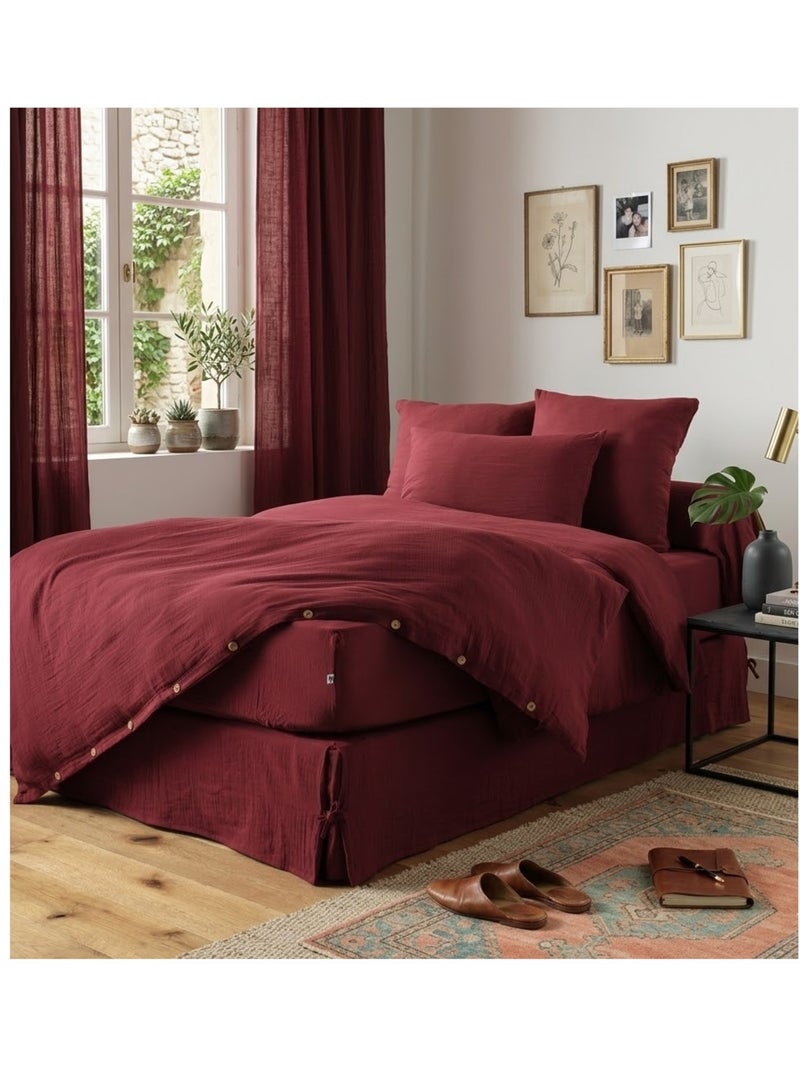Cache sommier gaze de coton Gaia Rose - Kiabi