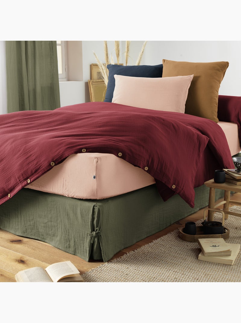 Cache sommier Gaze de coton gamme Gaia Vert d'eau - Kiabi