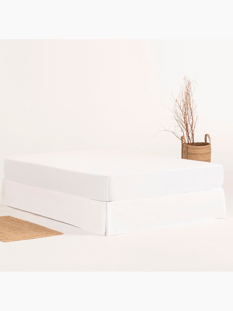 Cache-sommier, jupe de lit protectrice. Housse de sommier unie - Gamusi. Blanc - Kiabi