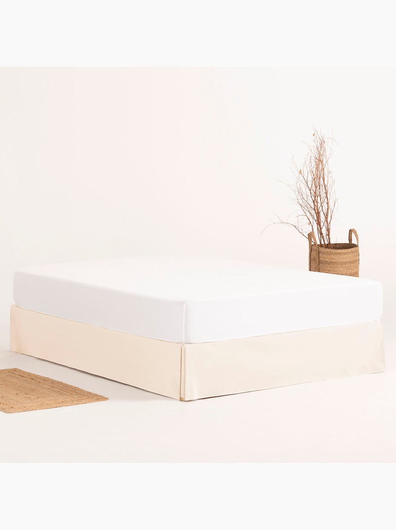 Cache-sommier, jupe de lit protectrice. Housse de sommier unie - Gamusi. Ecru - Kiabi