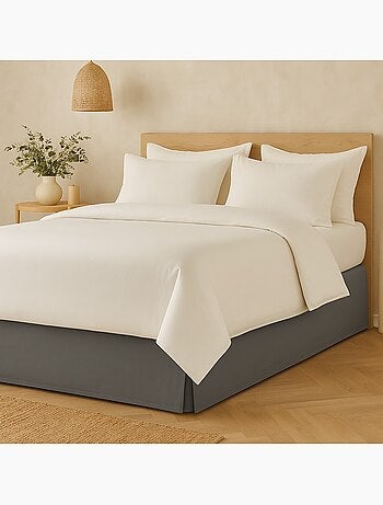 Cache sommiers 100% coton gris clair