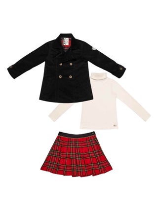 Cadeau Noël Fille  Caban  + Jupe Plissée Tartan   + Col roulé  - La Faute à Voltaire