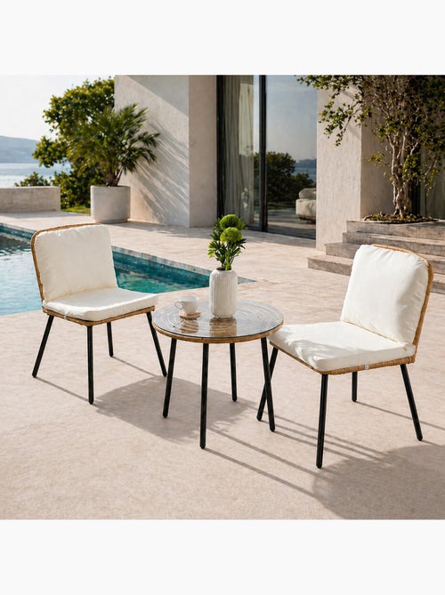 CADIX - Salon de jardin bas 2 chaises + 1 table - Kiabi