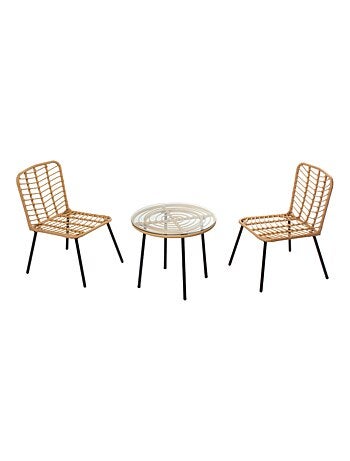 CADIX Salon de jardin bas 2 chaises + 1 table