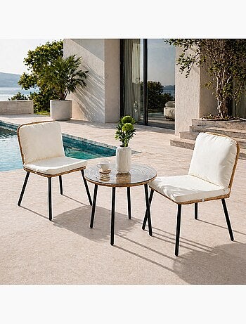 CADIX Salon de jardin bas 2 chaises + 1 table