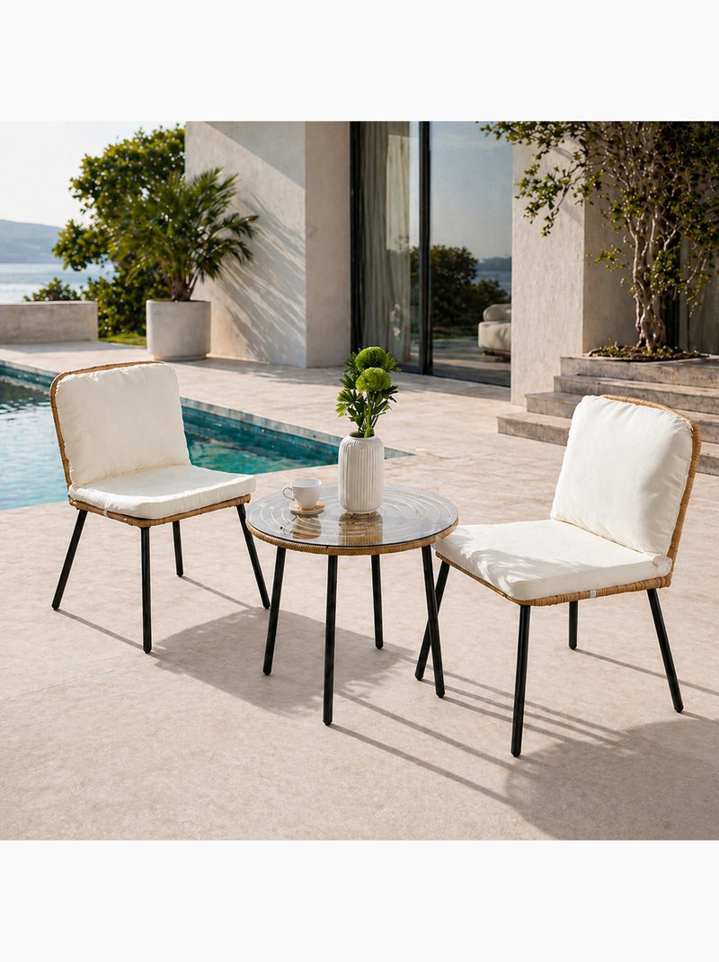 CADIX Salon de jardin bas 2 chaises + 1 table Marron - Kiabi