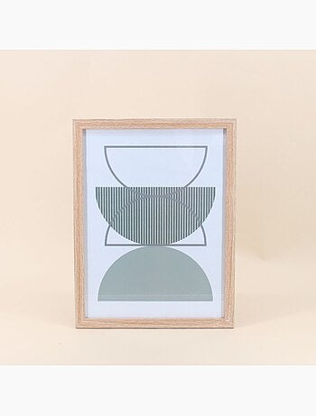 Cadre déco contour bois forme géométrique vertes 43x33cm