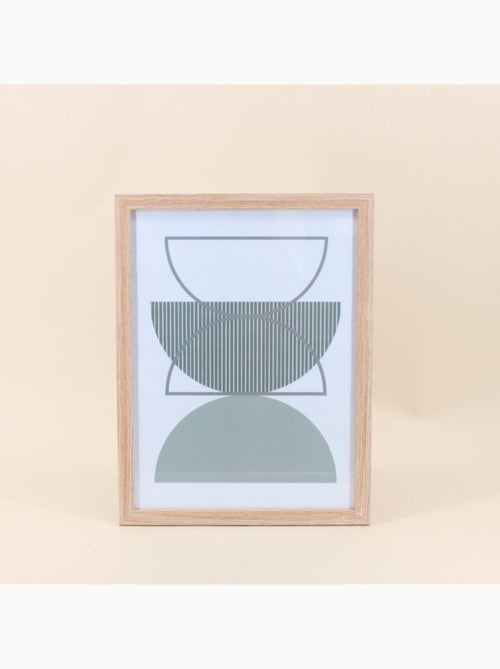 Cadre déco contour bois forme géométrique vertes 43x33cm - Kiabi