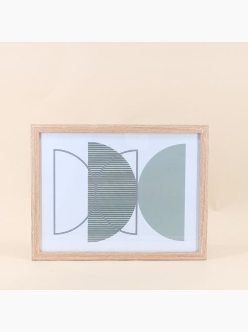 Cadre déco contour bois forme géométrique vertes 43x33cm - Kiabi