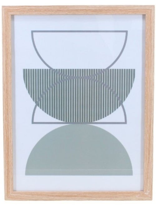 Cadre déco contour bois forme géométrique vertes 43x33cm - Kiabi