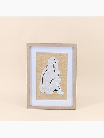 Cadre déco en rotin contour bois 40x30cm