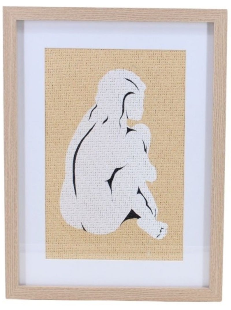 Cadre déco en rotin contour bois 40x30cm Beige - Kiabi