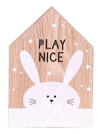 Cadre déco lumineux effet bois enfant Tommy - Lapin